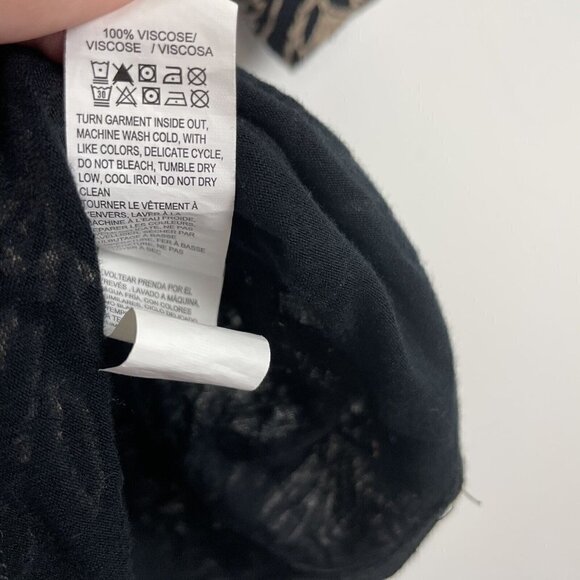 Lucky Brand Woman’s Plus Black Tan Floral Boho Keyhole Top Long Sleeve Size 2X - Picture 5 of 6